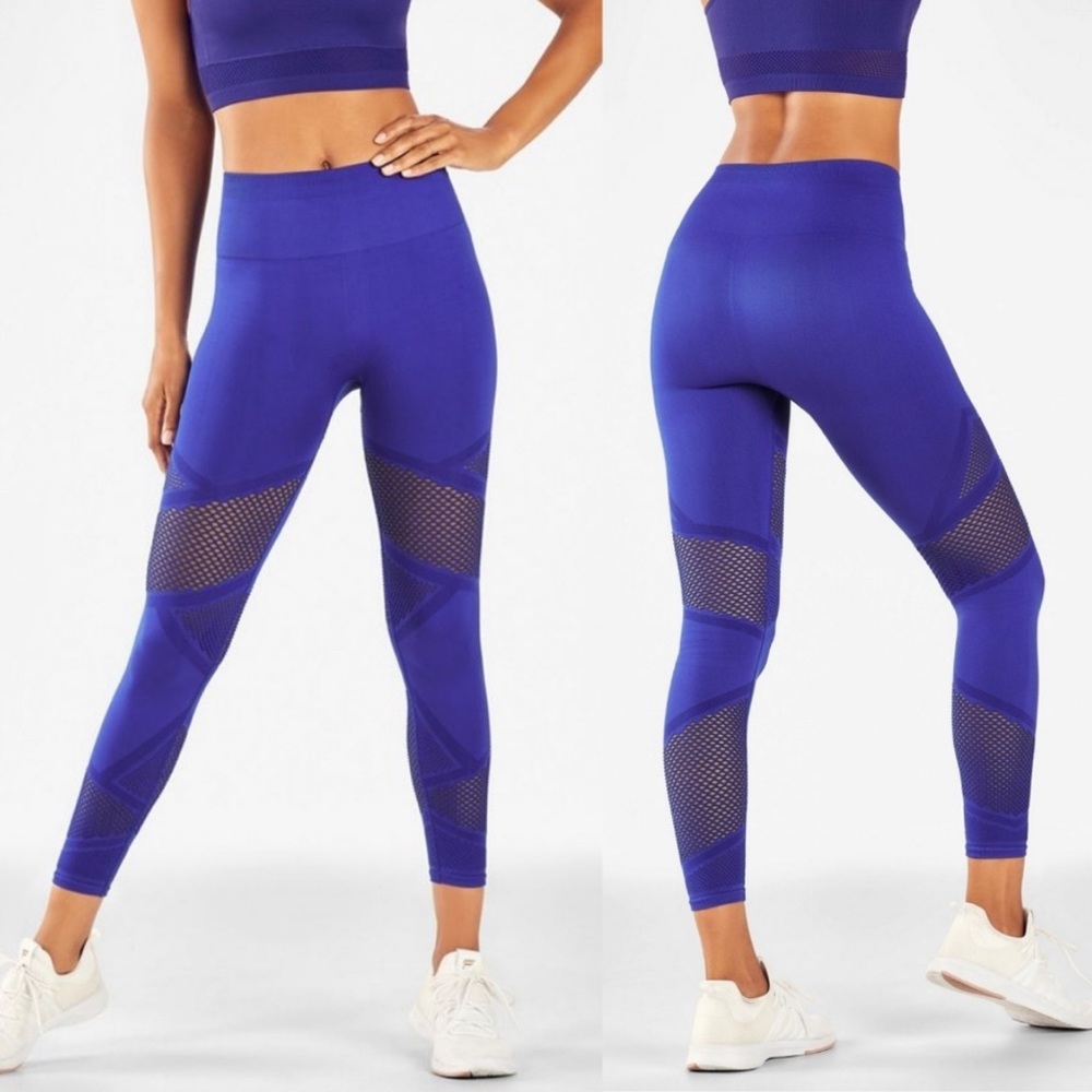 Fabletics Size Large Mosaic Royal Blue Seamless Leggings